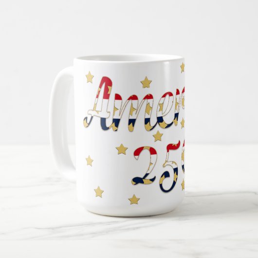 Mug Amérique 250 Rouge, Blanc Bleu Faux Or (Devant gauche)