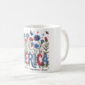 Mug Amérique Florale 4 juillet typographie patriotique (Devant droit)