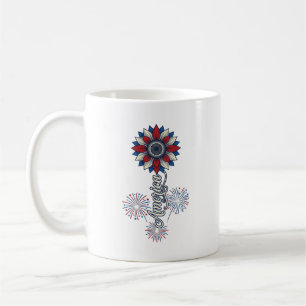 Mug Amérique Patriotique Fleurs Feu d'Artifice Design