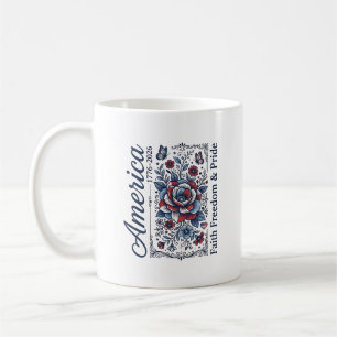 Mug Amérique Patriotique Floral Vintage Design de Chem