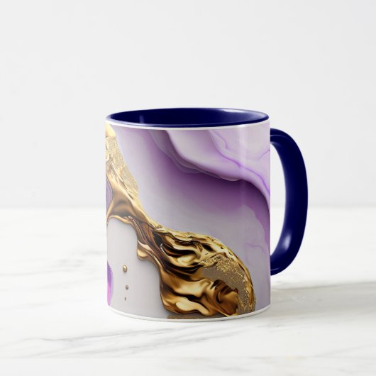 Mug Améthyste et marbre rose avec or liquide (Devant droit)