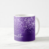 Mug Améthyste Pailletée Violet Glam Nom (Devant droit)