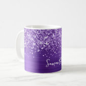 Mug Améthyste Pailletée Violet Glam Nom (Devant gauche)