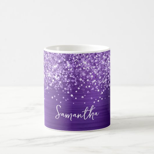 Mug Améthyste Pailletée Violet Glam Nom (Centre)