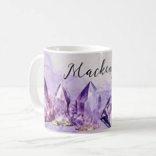 Mug Améthyste violet d'aquarelle cristaux (Devant gauche)