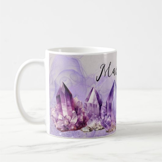 Mug Améthyste violet d'aquarelle cristaux (Gauche)