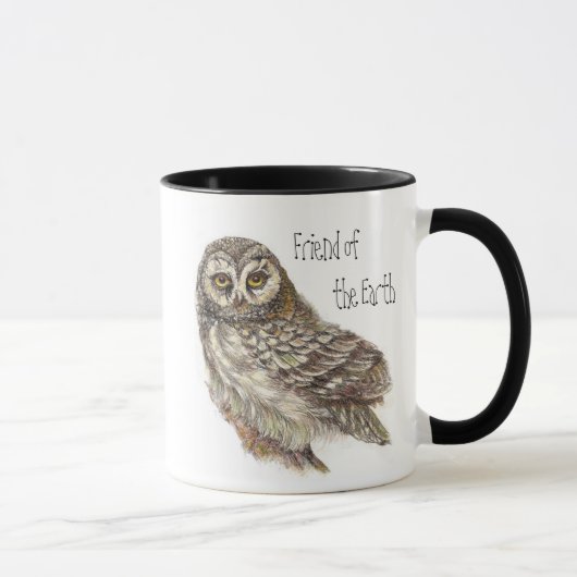 Mug Ami de la Terre, Jour des terres, Oiseau de Chouet (Droite)