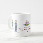 Mug ami, fils, prise de bec, le gâteau de l'ami (Devant gauche)