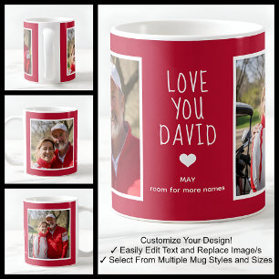 Mug Ami Je T'aime 2 Photos Moderne Rouge C81 & Blanc