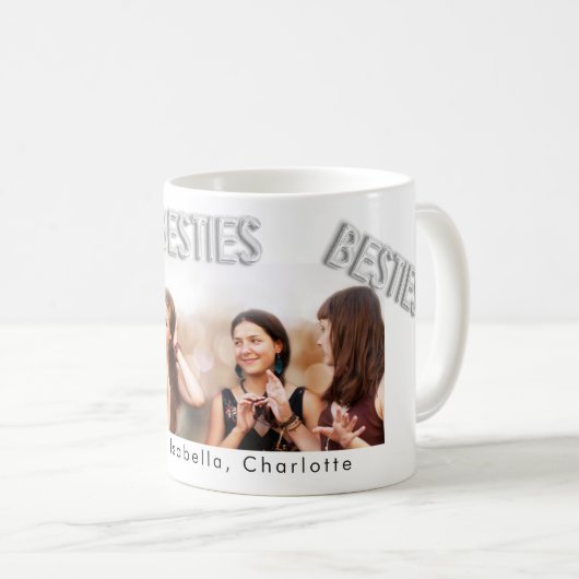 Mug Amis blanc argent besties BFF photo (Devant droit)