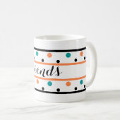 Mug Amis brûlés Orange Turquoises Pois verts (Devant droit)