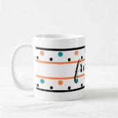 Mug Amis brûlés Orange Turquoises Pois verts (Gauche)