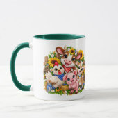 Mug Amis de la ferme mignons Vache Poule Chèvre Cochon (Gauche)