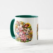 Mug Amis de la ferme mignons Vache Poule Chèvre Cochon (Devant gauche)