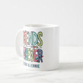 Mug Amis de la typographie perpétuelle avec des noms (Devant gauche)