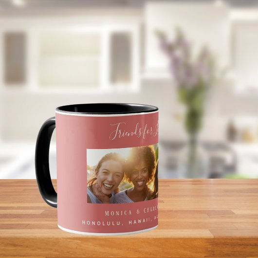 Mug Amis de la vie nom photo brun rouge