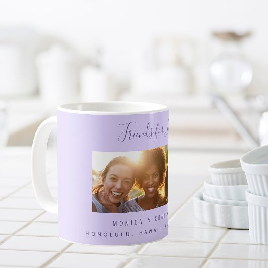 Mug Amis de la vie noms de photo violet lavande