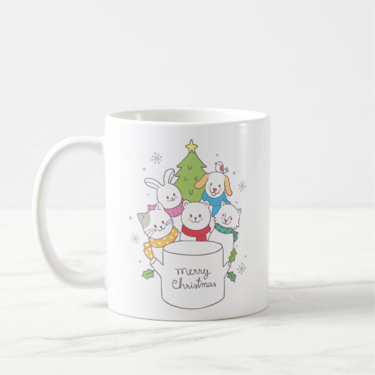 Mug Amis des animaux de Noël mignons | Fêtes de Noël (Gauche)