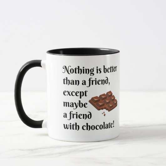 Mug Amis drôles avec le texte de noir de chocolat (Gauche)