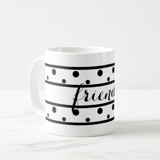 Mug Amis Noir Pois Blanc (Devant gauche)