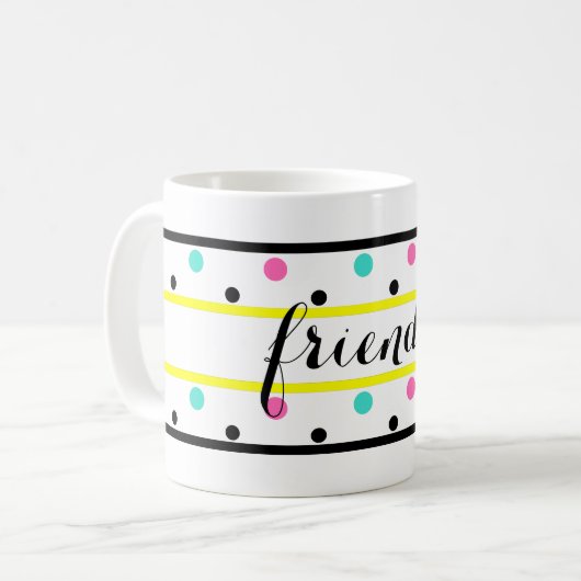 Mug Amis Yellow Rose Turquoise Pois (Devant gauche)