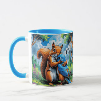 Mug Amitié mignonne entre écureuil et bleu