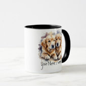 Mug Amitié ou romantique Votre nom Noms Chiots (Devant droit)