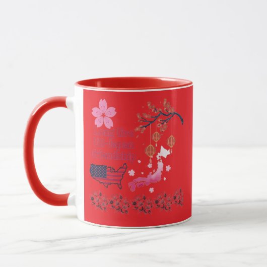 Mug Amitié sans fin rouge vif (Gauche)
