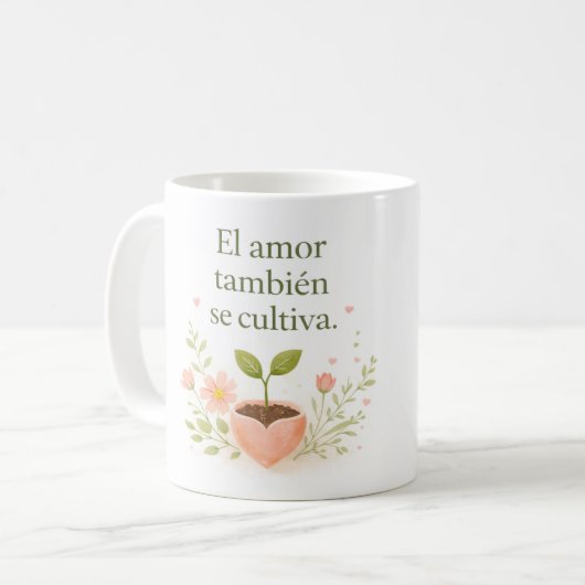 Mug ✨ Amor que Florece – Taza de Café Botánica (Devant gauche)