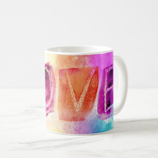 Mug Amour Abstrait Coloré Moderne à l'aquarelle (Devant droit)