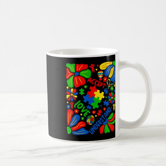Mug Amour Accepter Comprendre Autisme Boho Fleur (Droite)