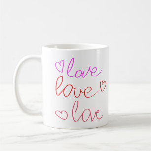 Mug Amour, Amour, Amour dans Messy Cursive Écriture en