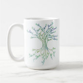 Mug Amour Arbre de Vie Art Blanc Turquoise Coeurs Bleu (Gauche)