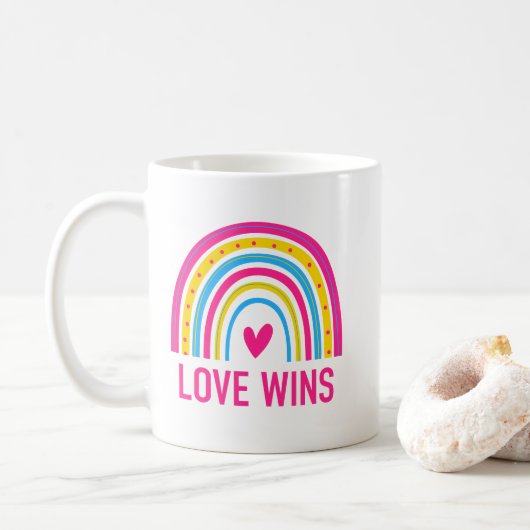 Mug Amour arc-en-ciel pansexuel gagne (Avec donut)