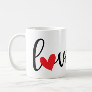 Mug Amour au coeur rouge, Joli design simple