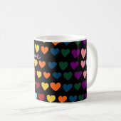 Mug Amour avec arc-en-ciel de cœurs (Devant droit)
