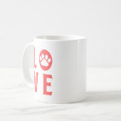 Mug Amour avec Empreinte de patte (Chats, Chiens, Anim (Devant gauche)