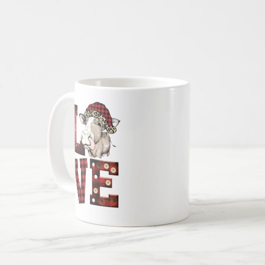 Mug Amour avec la vache Design, Design de Noël (Devant gauche)