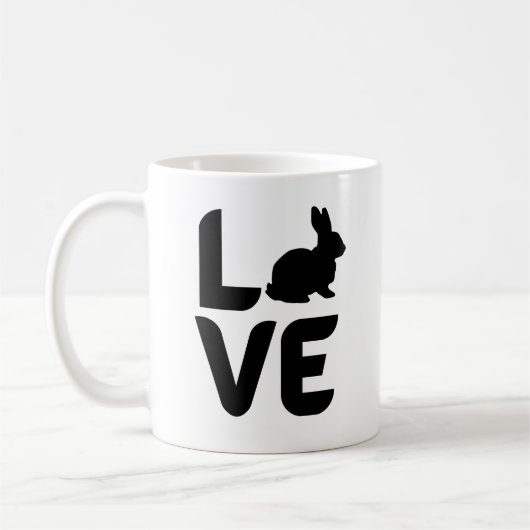 Mug Amour avec le design noir lapin (Gauche)