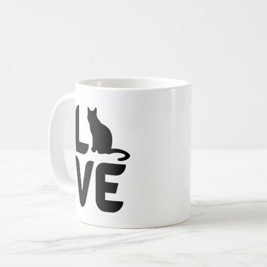 Mug Amour avec un chat comme O (Devant gauche)