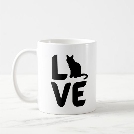 Mug Amour avec un chat comme O (Gauche)