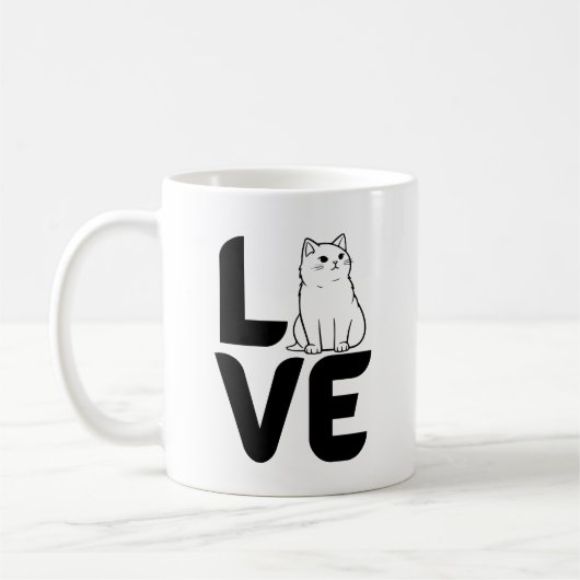 Mug Amour avec un chat comme O (Gauche)