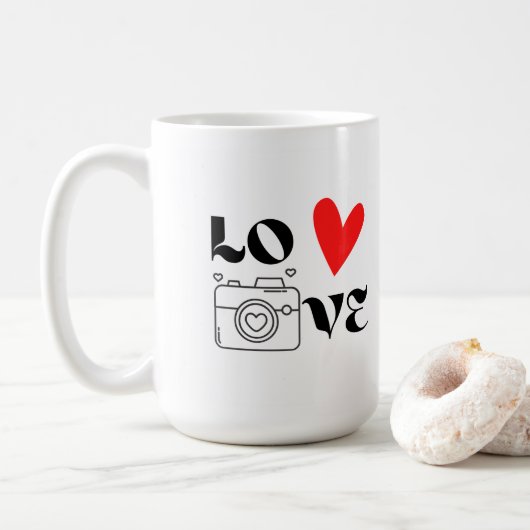 Mug Amour avec une caméra sur un (Avec donut)