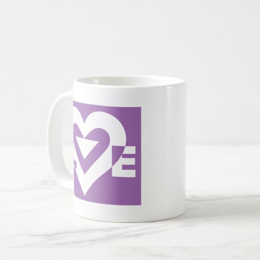 Mug Amour blanc sur violet (Devant gauche)