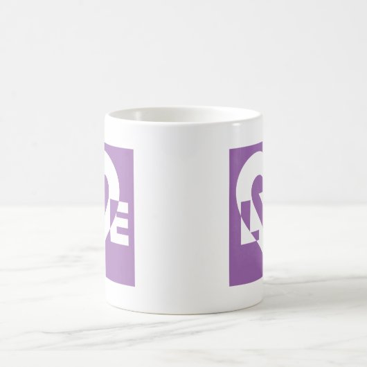 Mug Amour blanc sur violet (Centre)