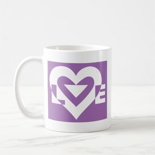Mug Amour blanc sur violet (Gauche)