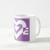 Mug Amour blanc sur violet (Devant droit)