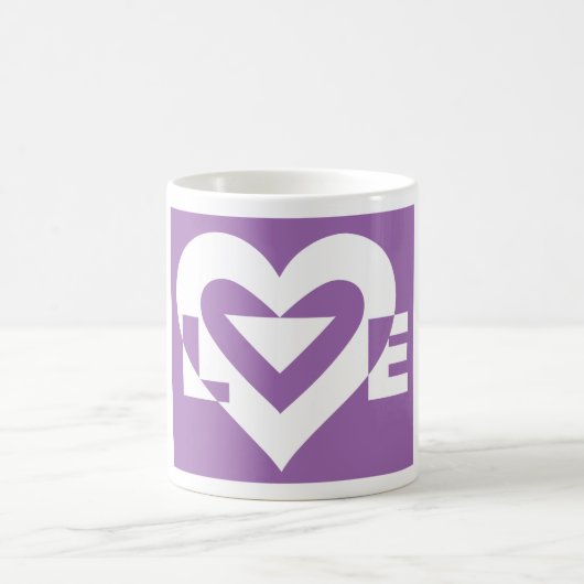 Mug Amour blanc sur violet (Centre)