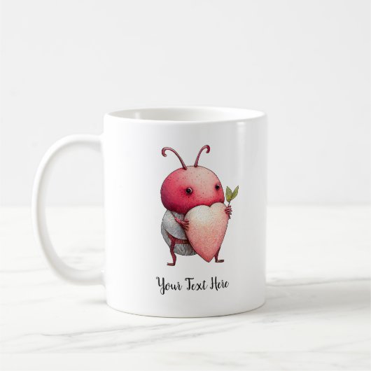 Mug Amour Bug Funny Beetle Design Red Heart Cadeau (Gauche)