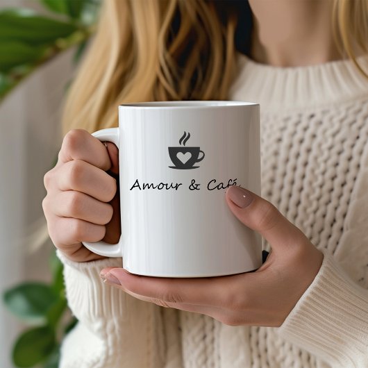 Mug Amour & Café français élégant (Love & Coffee)